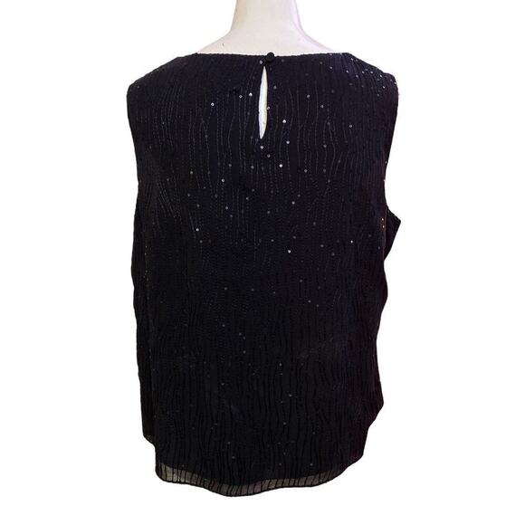 TALBOTS Women Silk Sleeveless Top Embroidered Sequined Black 16W Petite - Picture 5 of 7
